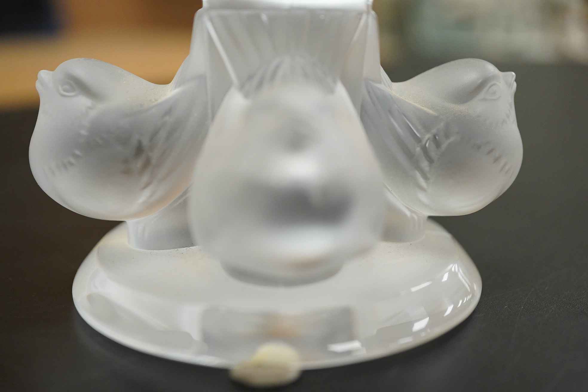 A modern Lalique Nogent pedestal bowl, signed to the base, 14cm in diameter